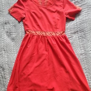 Red dress lace detail Suze 0/2